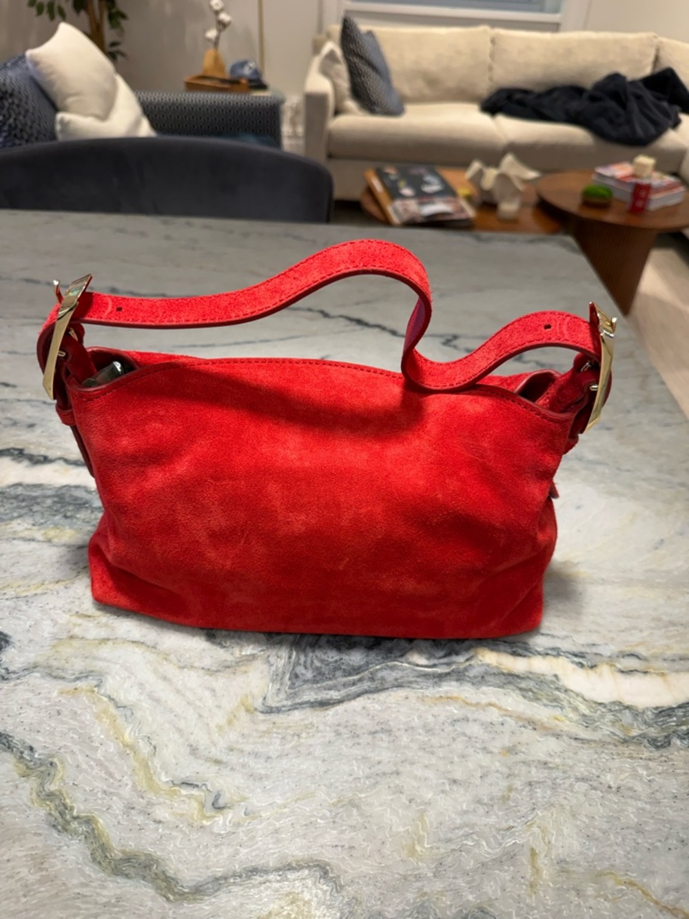 J. Crew Berkeley small shoulder bag in suede in radiant red - Picture 3 of 7